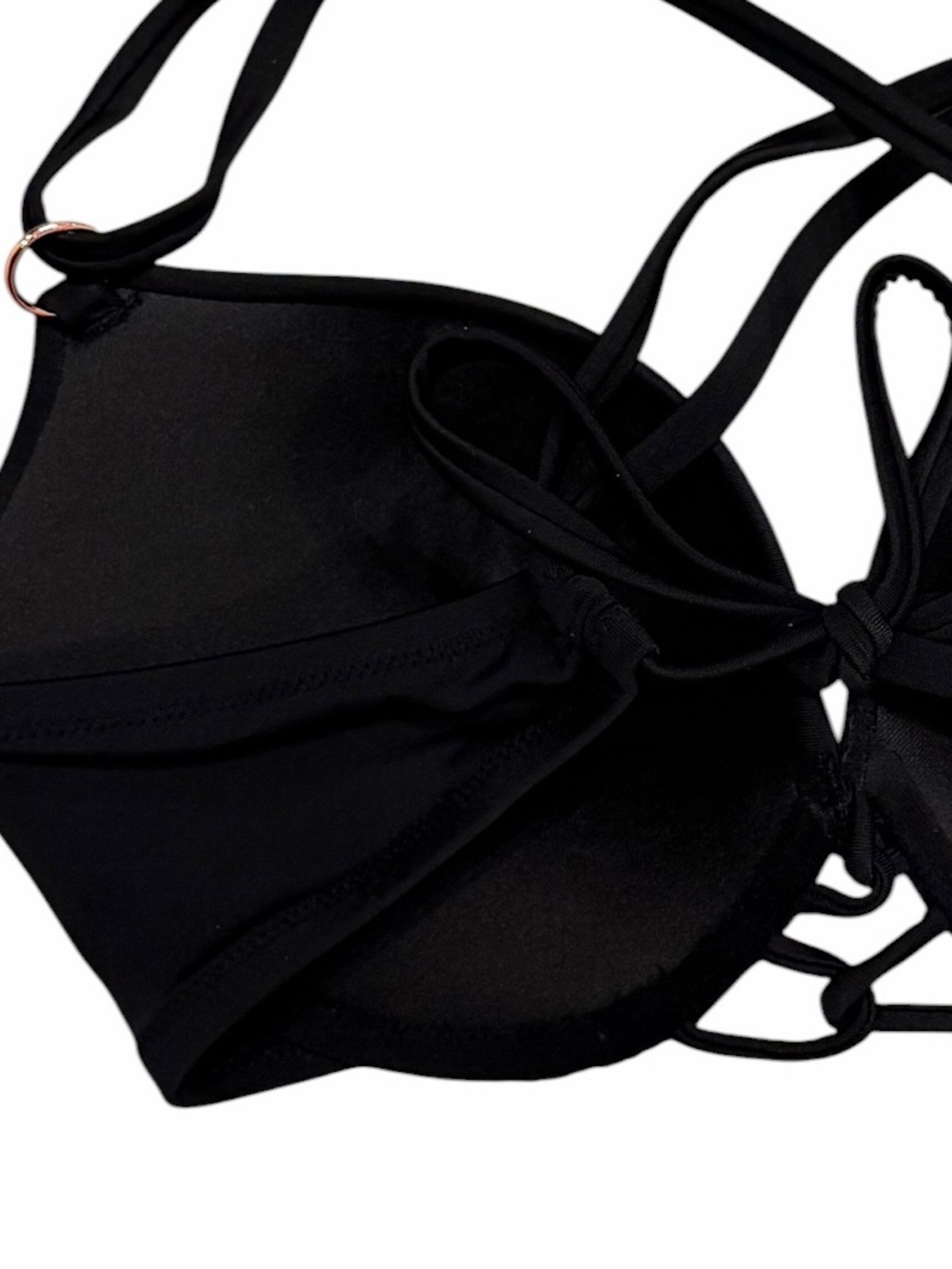 SHADE & SHORE Women’s Black Cross-Back Push-Up Bikini Top Size 34D - Picture 5 of 8